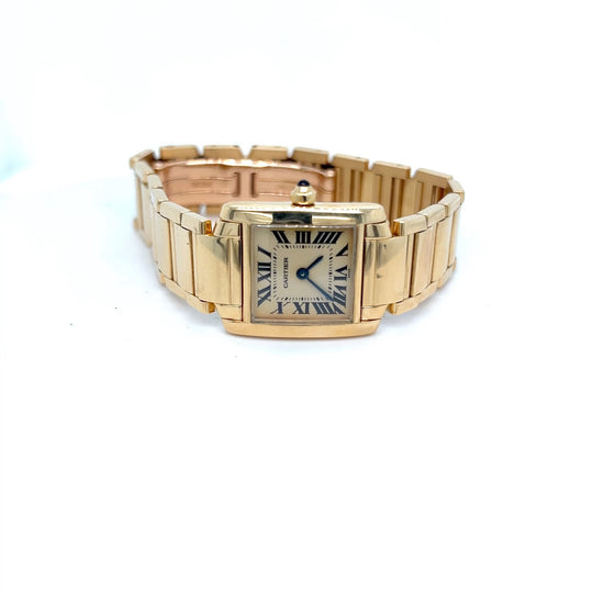 Cartier Tank Francaise Small Reference 1820 18kt Yellow Gold White Dial