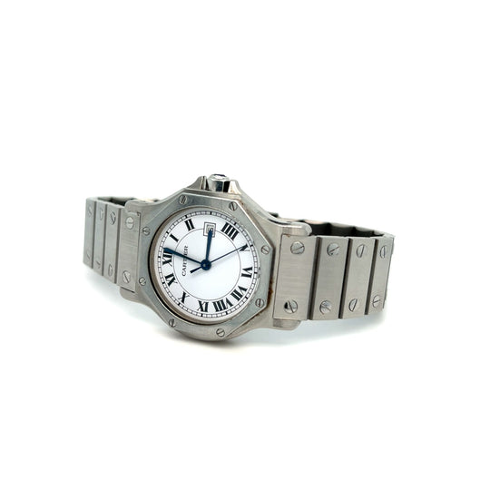 Cartier Santos Large Octagon Stainless Steel White Dial