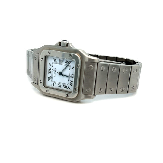Cartier Santos Large Rectangle 2960 Stainless Steel White Dial Automatic