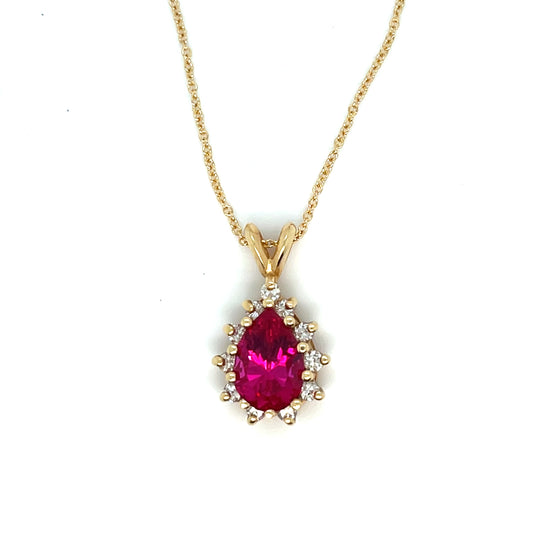 14kt Pink Ruby Charm with Diamonds