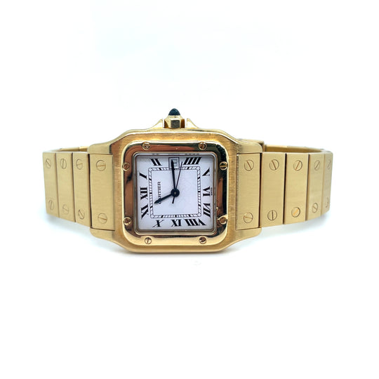 Cartier Santos 2960 Yellow Gold White Dial Automatic