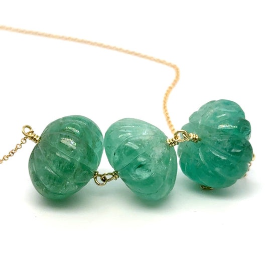Triple Colombian Emerald Necklace