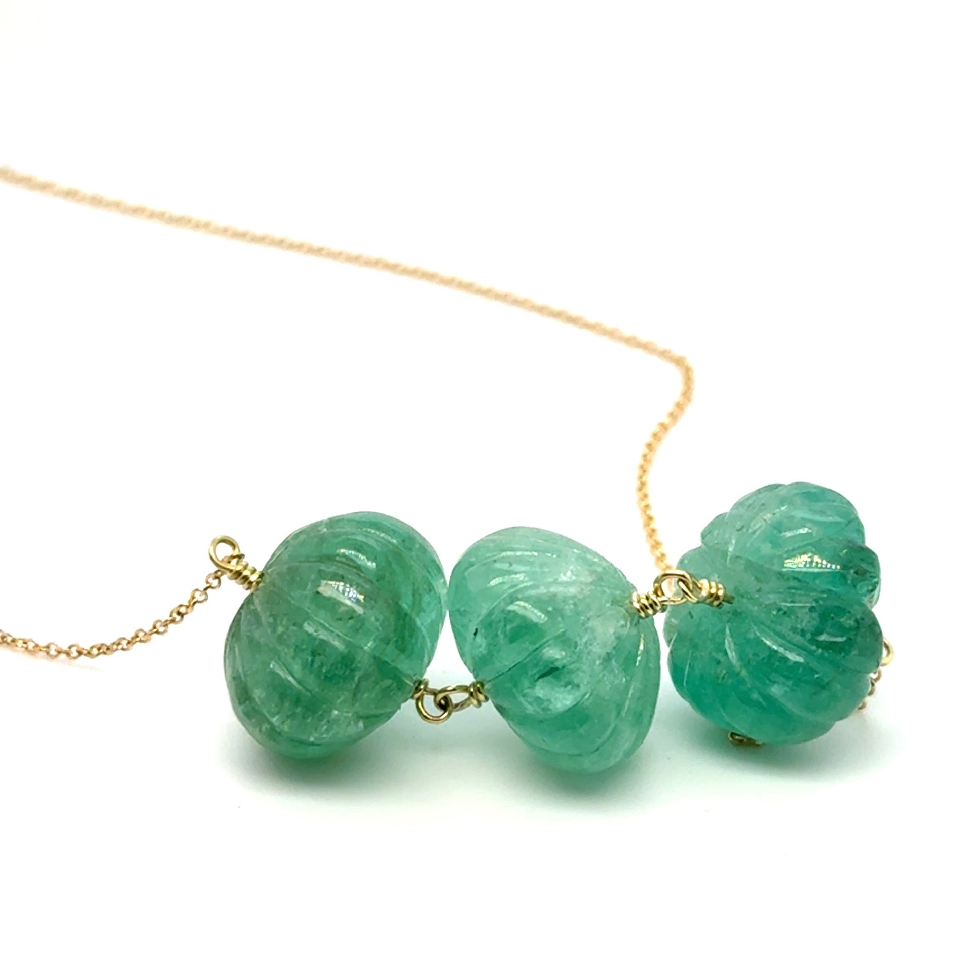 Triple Colombian Emerald Necklace