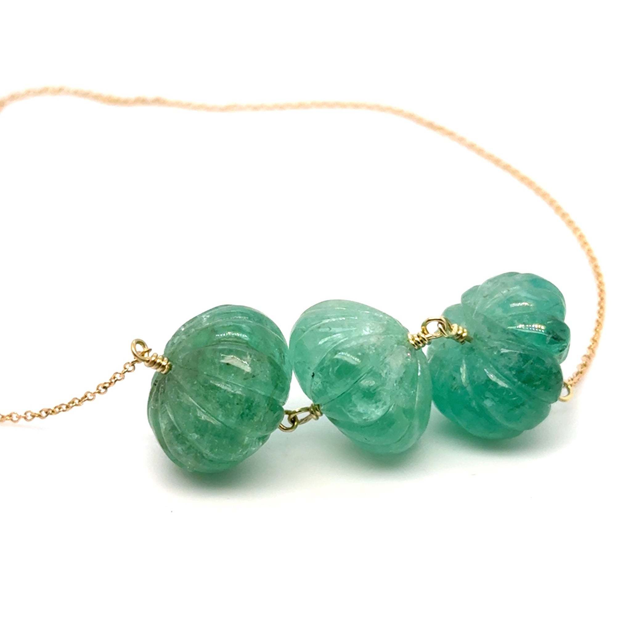 Triple Colombian Emerald Necklace