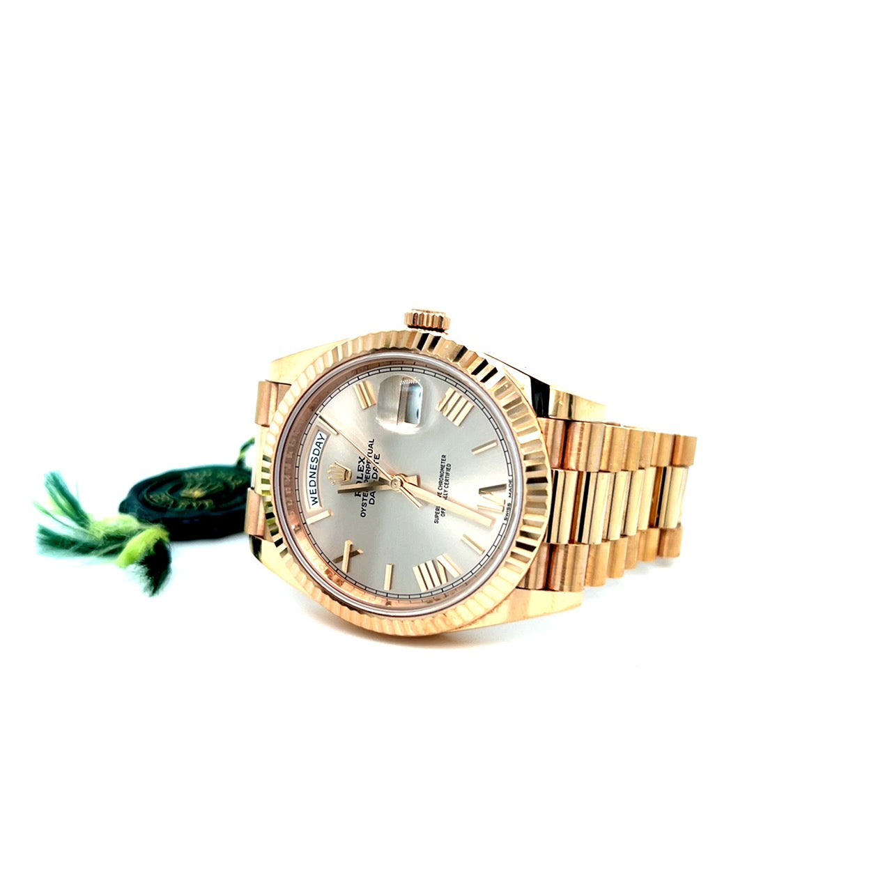 2019 Rolex Day-Date 40 228235 Rose Gold Sundust Roman Numerals Dial