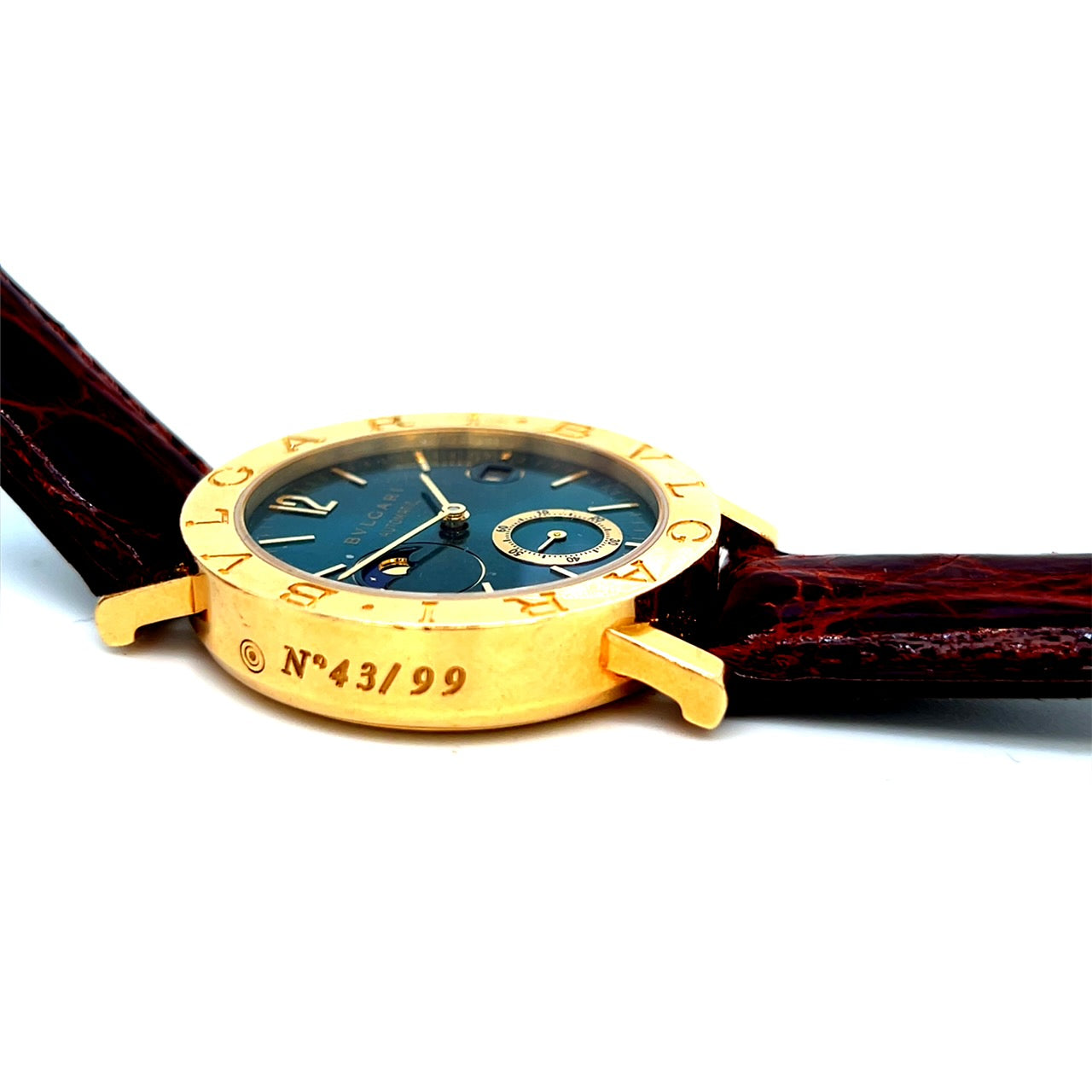 2000 Bulgari BB38 GLMP Yellow Gold Blue Dial Automatic Moon Phase