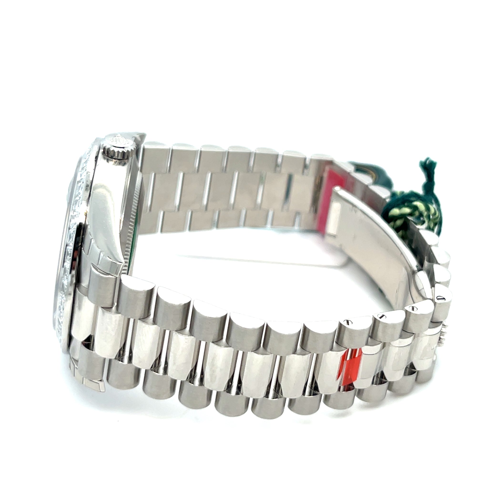 2025 Rolex Day-Date 40 228396TBR Platinum Ice Blue Diamond Dial Diamond Bezel