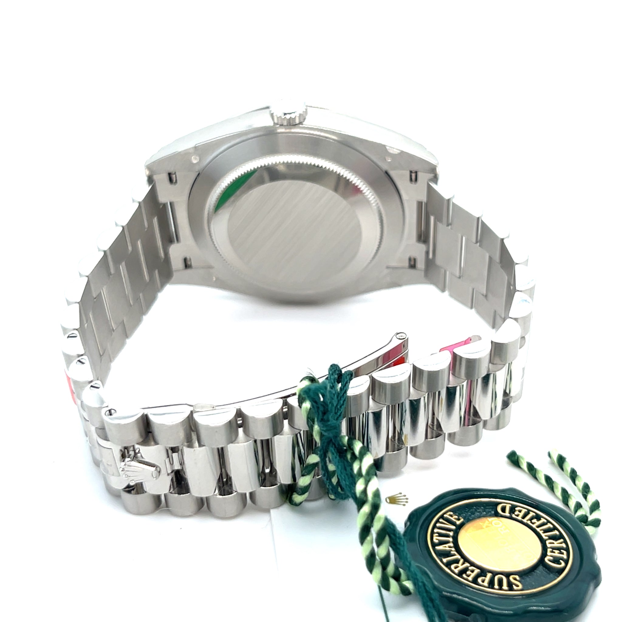 2025 Rolex Day-Date 40 228396TBR Platinum Ice Blue Diamond Dial Diamond Bezel