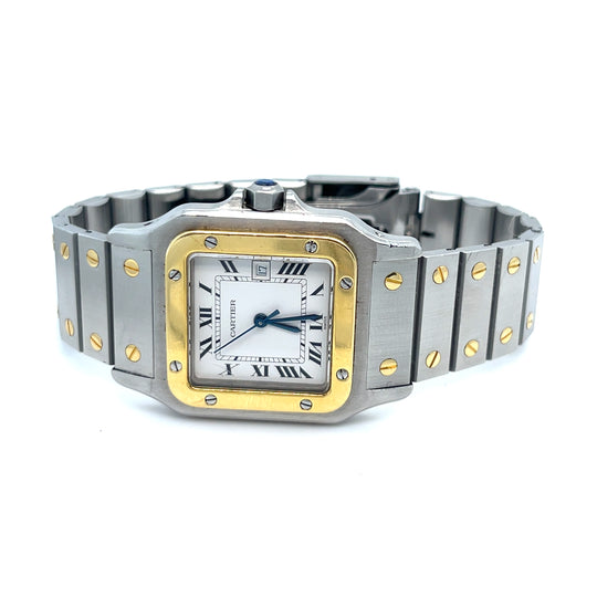 Cartier Santos Yellow Gold Stainless Steel White Dial Automatic