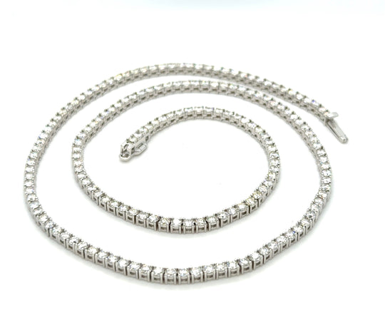 18kt White Gold 9.36cttw Diamond Tennis Necklace