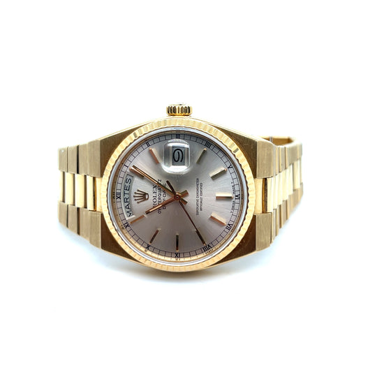 1979 Rolex Day-Date OysterQuartz 19018 Yellow Gold Silver Dial Spanish Date Wheel