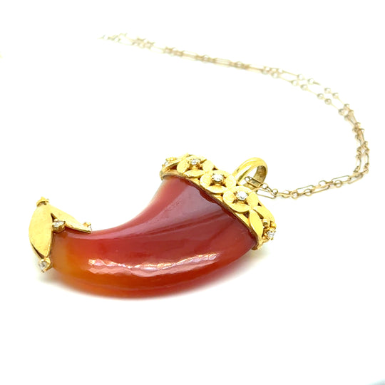 One-of-a-kind 18kt Green Gold Carnelian Claw Charm