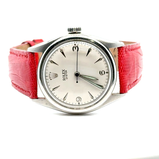 1953 Rolex Oyster 6022 Stainless Steel White Dial Alligator Strap