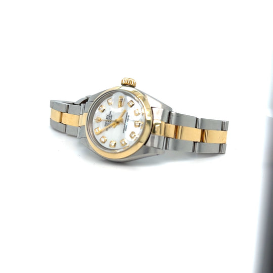 1975 Rolex Datejust 6916 'Ladies' Yellow Gold Stainless Steel Mother of Pearl Diamond Dial