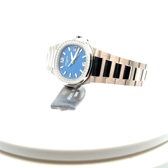 2025 Patek Philippe Nautilus 7010/1G-013 'Ladies' White Gold Blue Dial Diamond Bezel Quartz