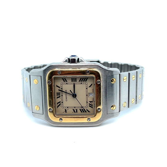 Cartier Santos 187901 Yellow Gold Stainless Steel White Dial Quartz