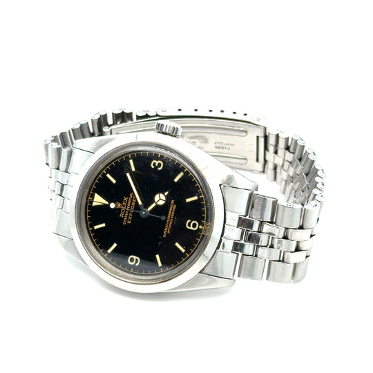 1963 Rolex Explorer I 1016 Stainless Steel Black Underscore Exclamation Mark Dial Rare