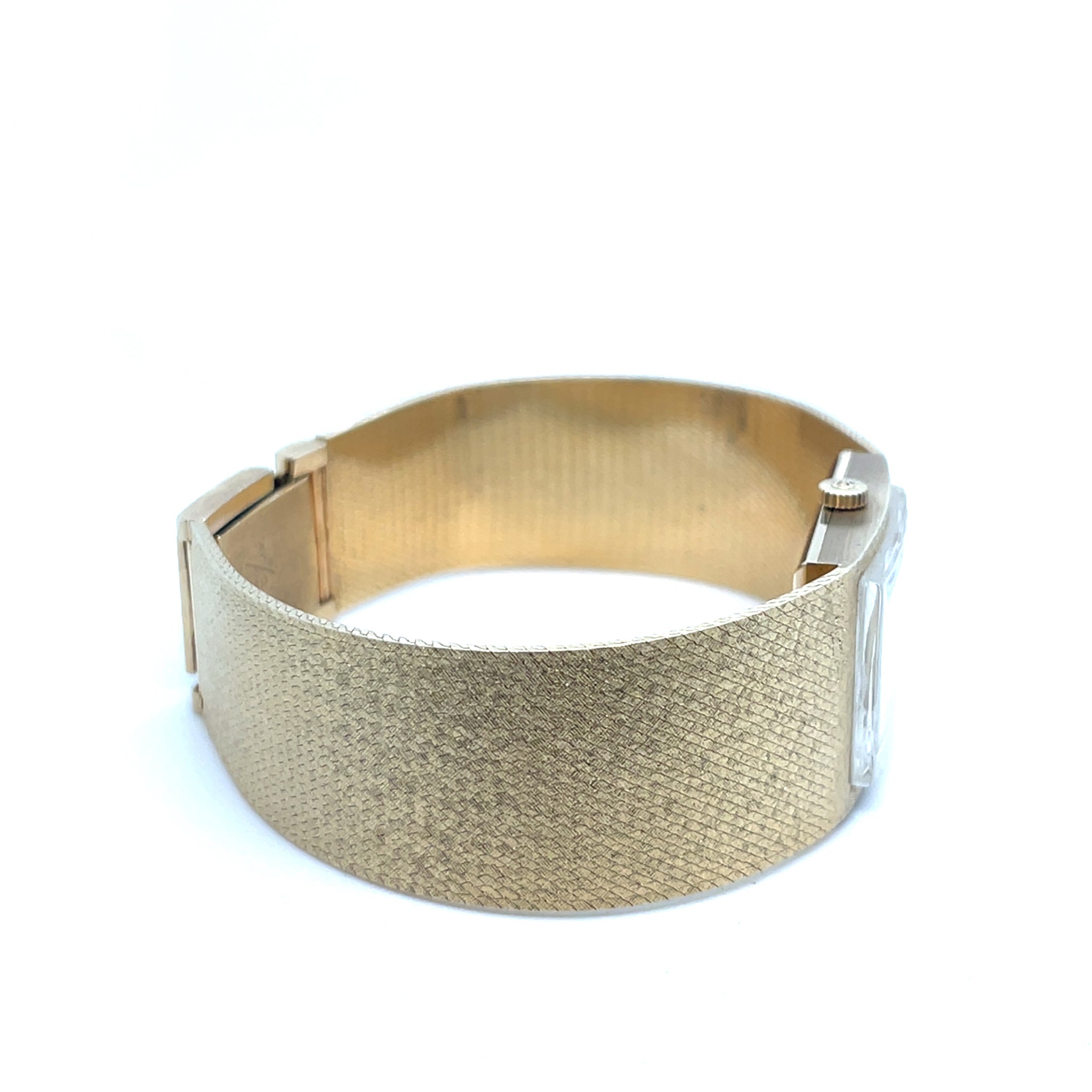 1960's Omega Rectangle Watch 14kt Yellow Gold Gold Dial Mesh Band