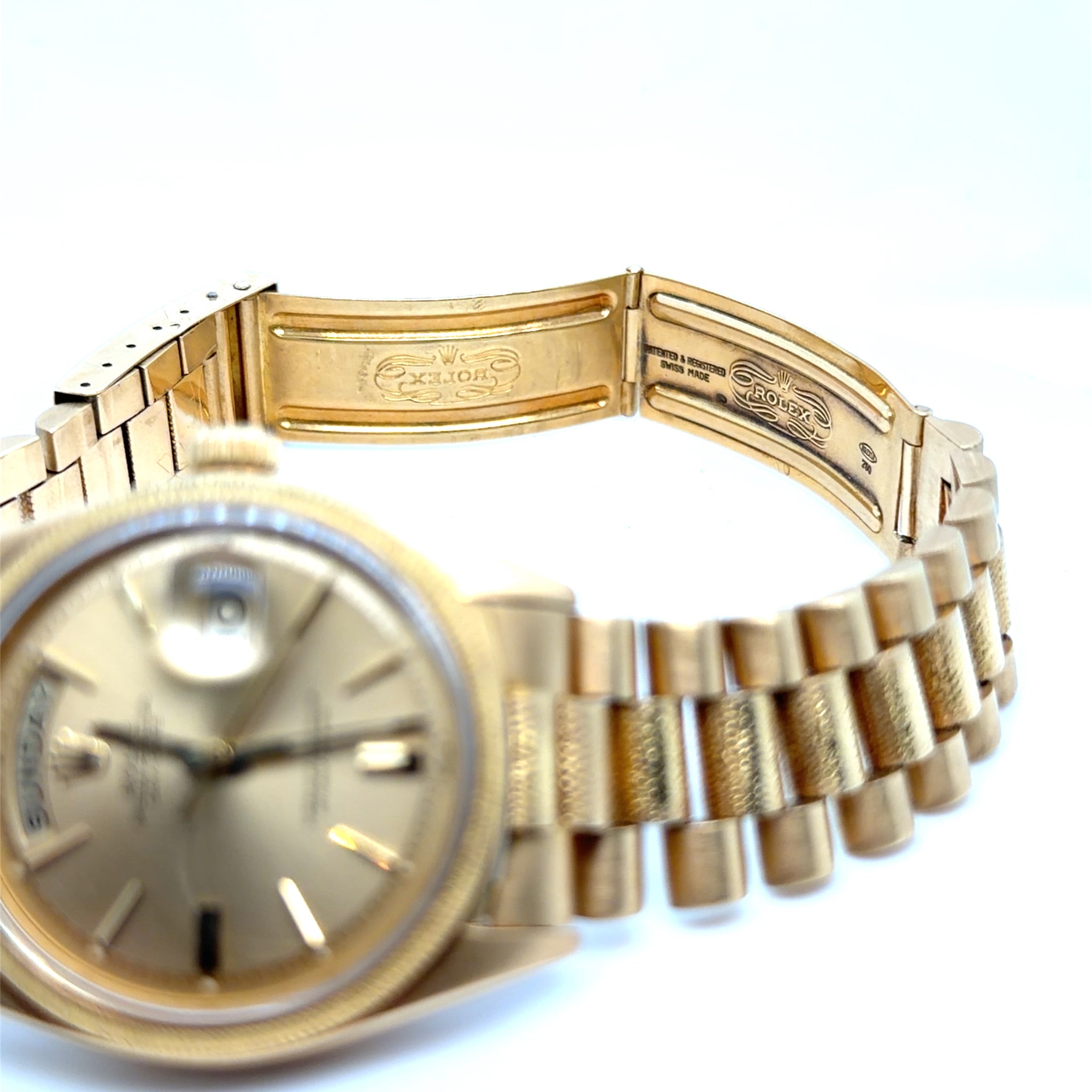 1964 Rolex Day-Date 1810 Yellow Gold Champagne Dial Wave Finish