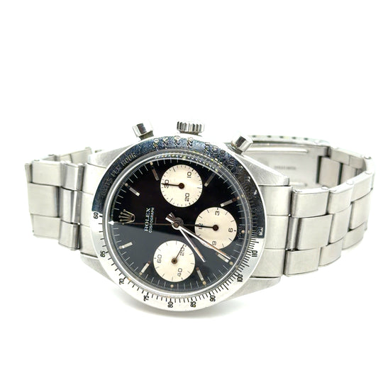 1st Edition 1963 Rolex Cosmograph Daytona 6239 Stainless Steel Black Underline Double Swiss Dial 300 Unit Bezel Uber Rare