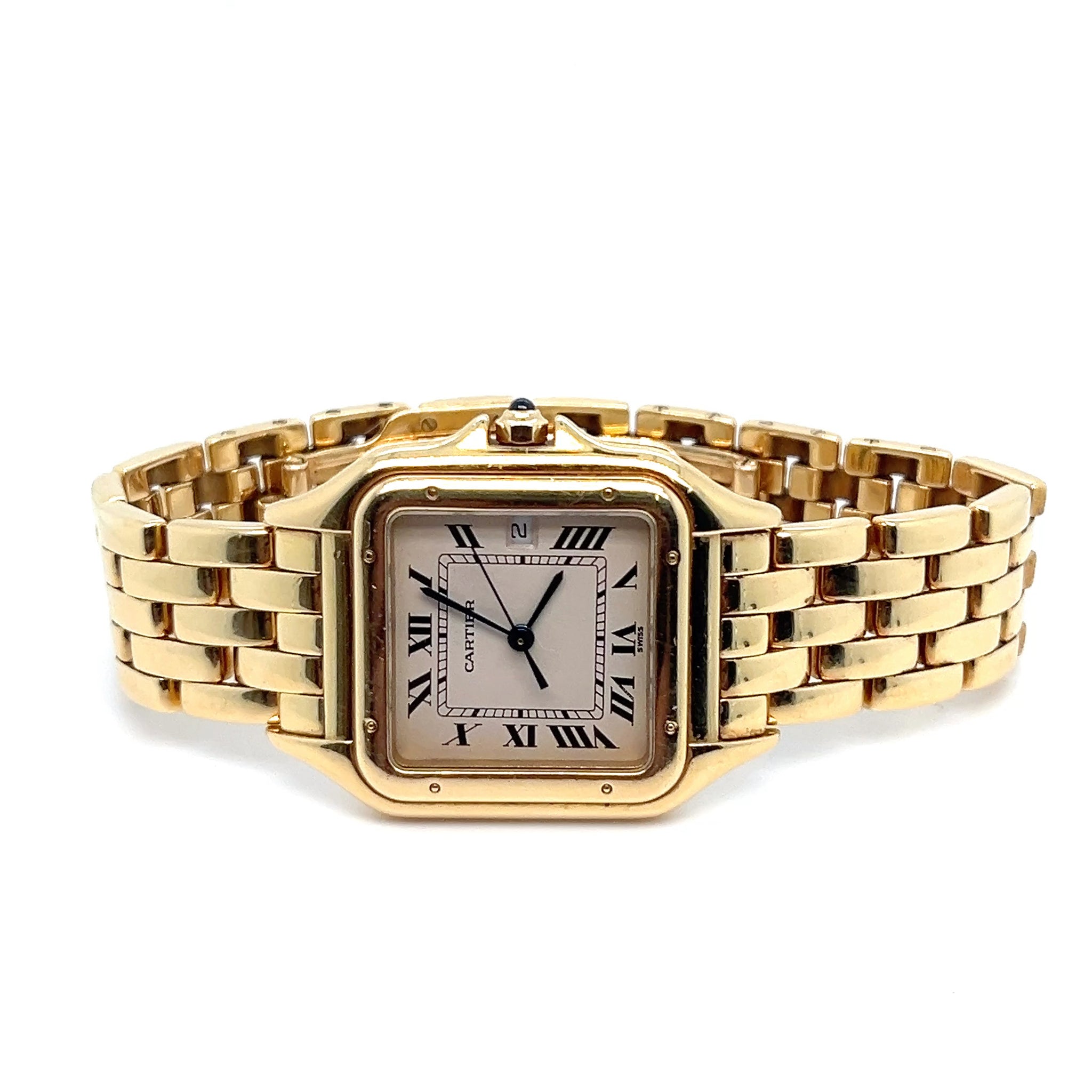 1986 Cartier Panthere 883968 Medium Yellow Gold White Dial Quartz