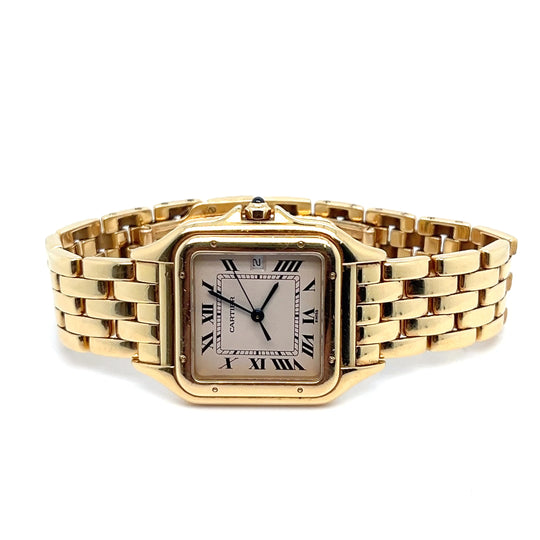 1986 Cartier Panthere 883968 Medium Yellow Gold White Dial Quartz