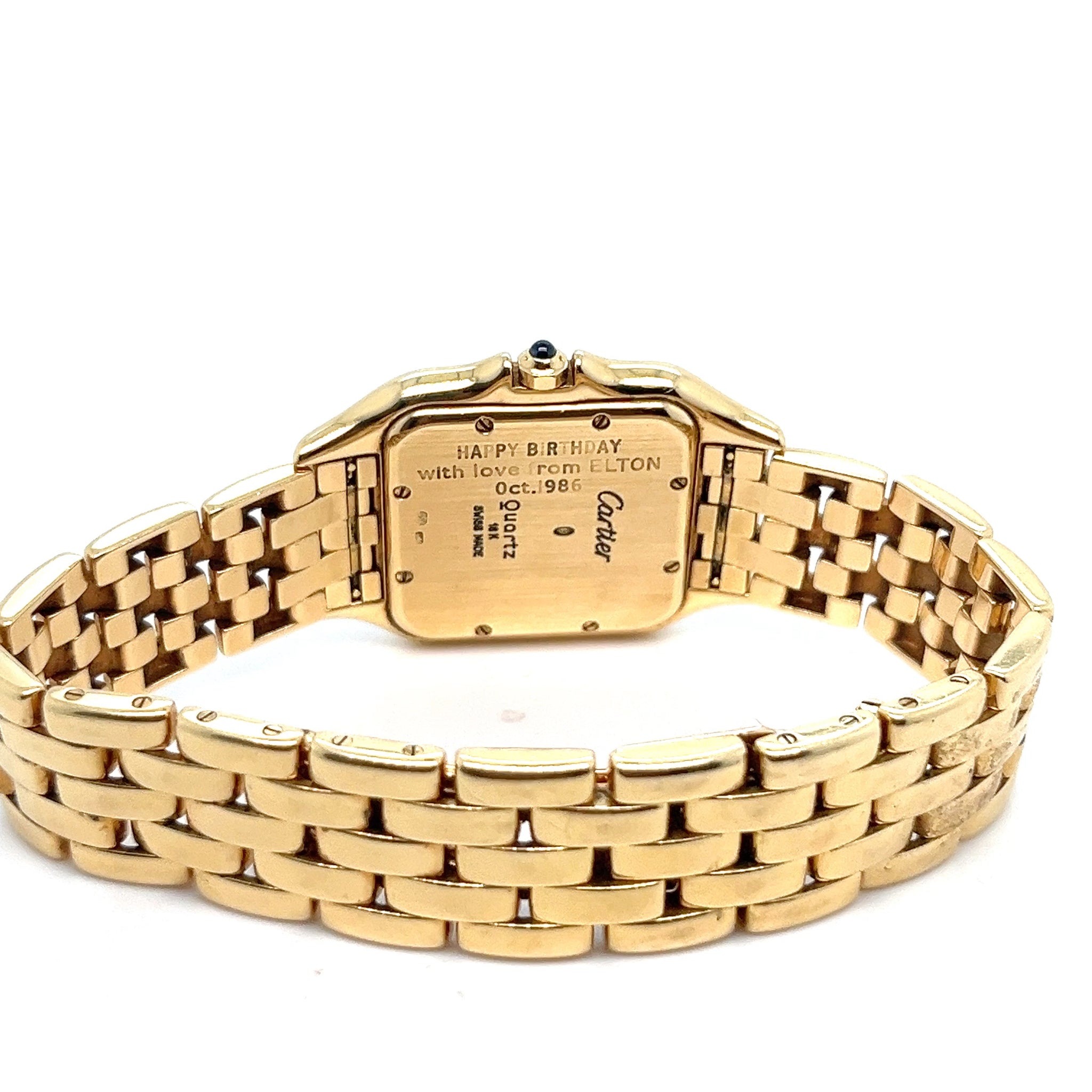 1986 Cartier Panthere 883968 Medium Yellow Gold White Dial Quartz