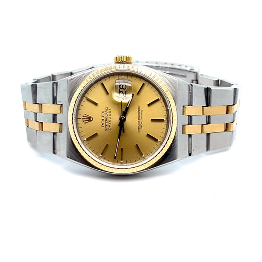 1981 Rolex OysterQuartz Datejust 17013 Yellow Gold Stainless Steel Champagne Dial