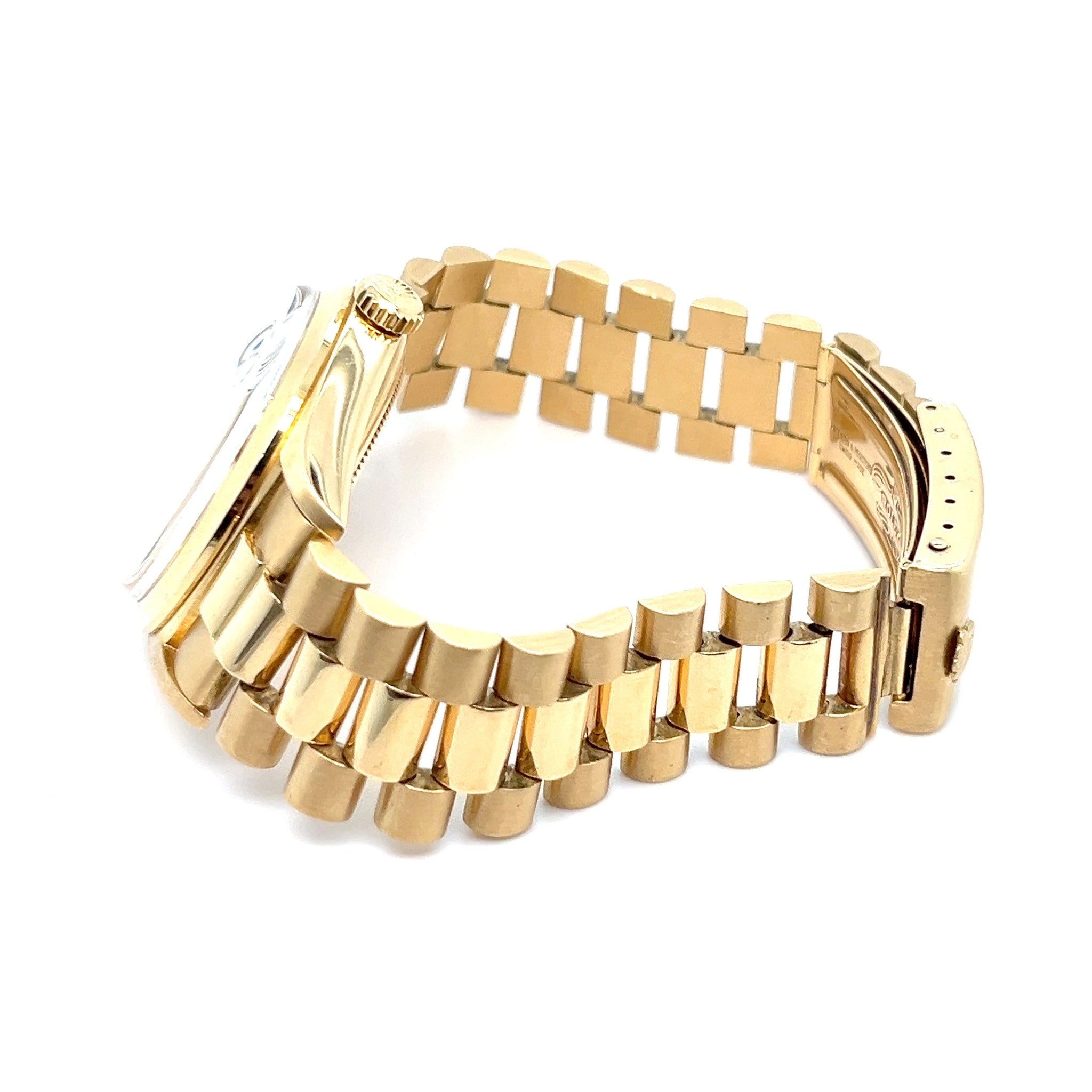 1973 Rolex Day-Date 1802 Yellow Gold Silver Dial Smooth Bezel