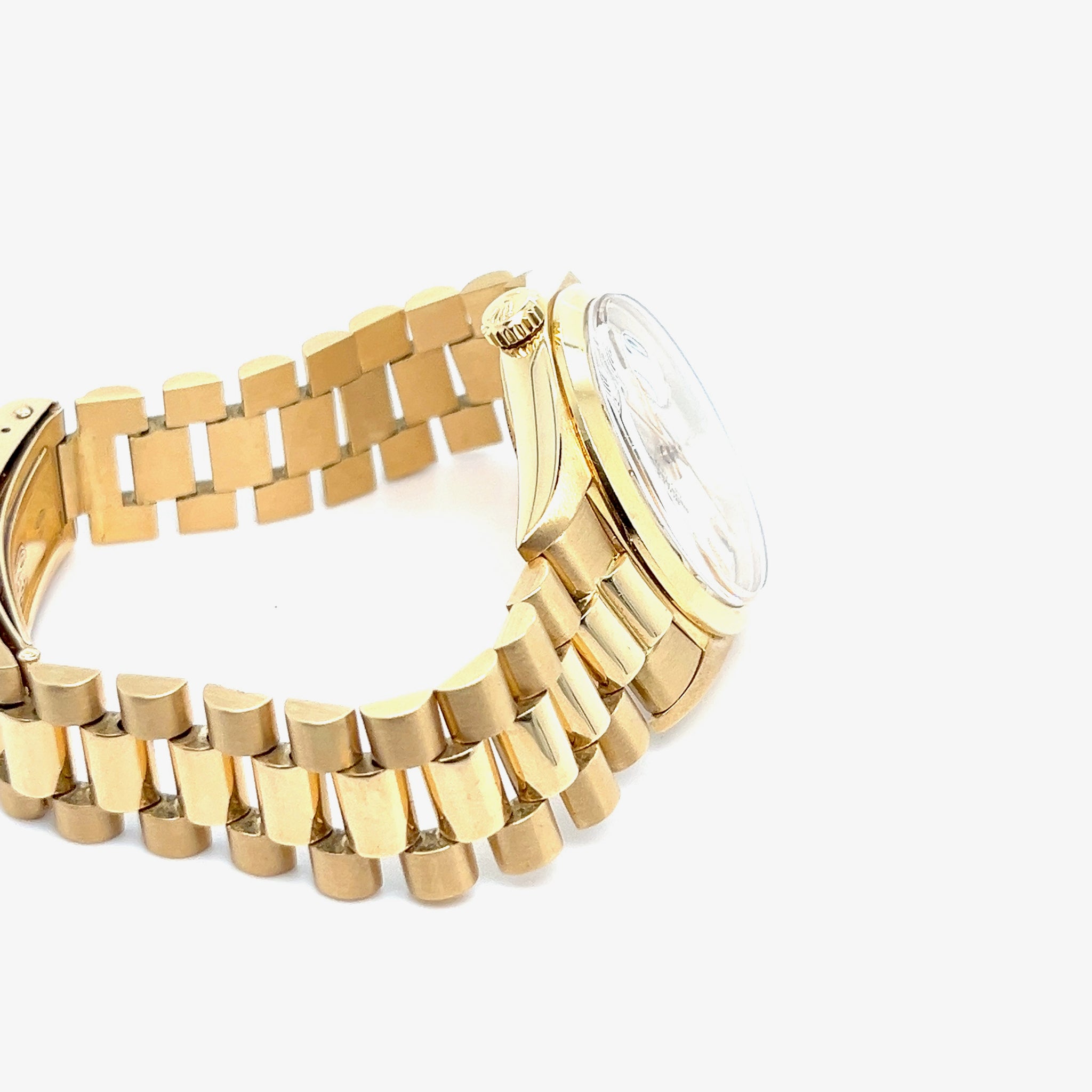 1973 Rolex Day-Date 1802 Yellow Gold Silver Dial Smooth Bezel