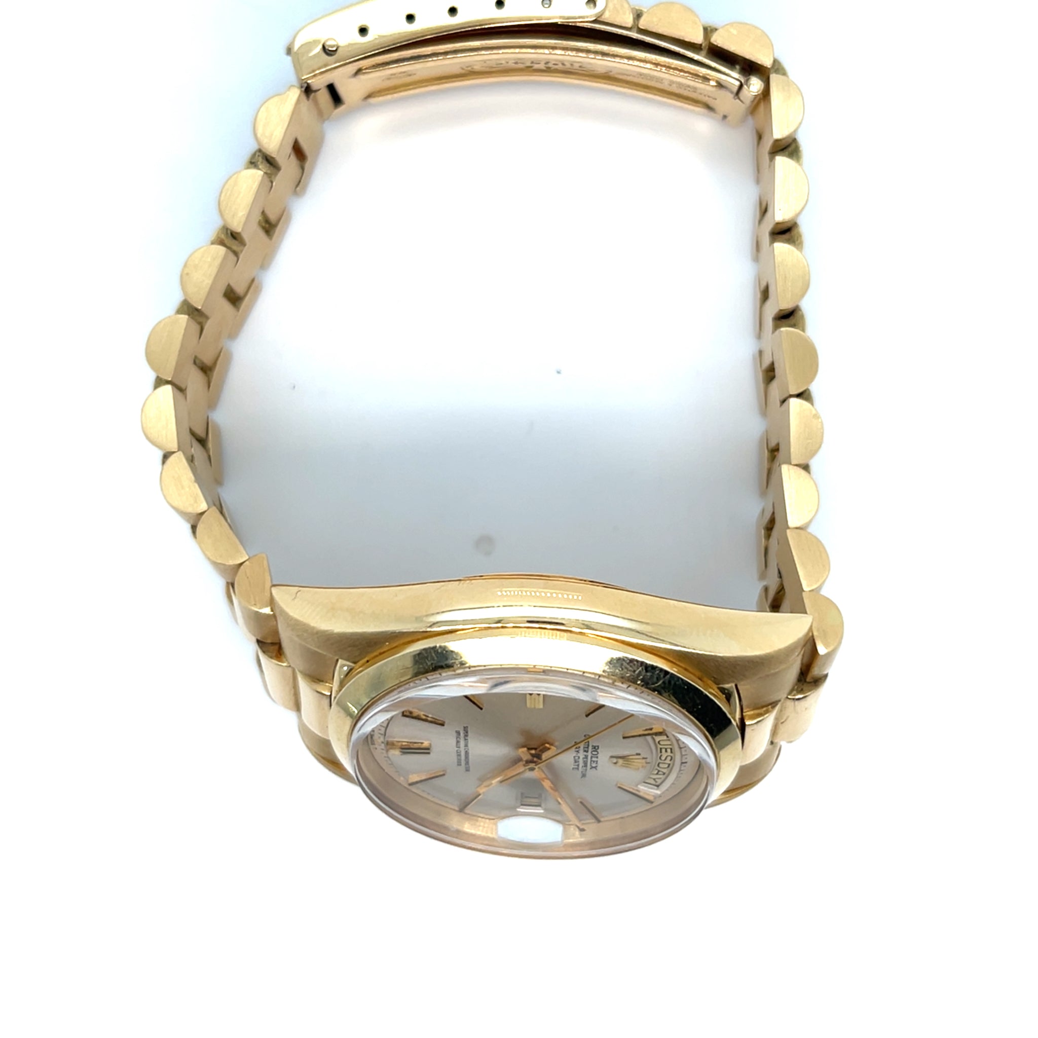 1973 Rolex Day-Date 1802 Yellow Gold Silver Dial Smooth Bezel