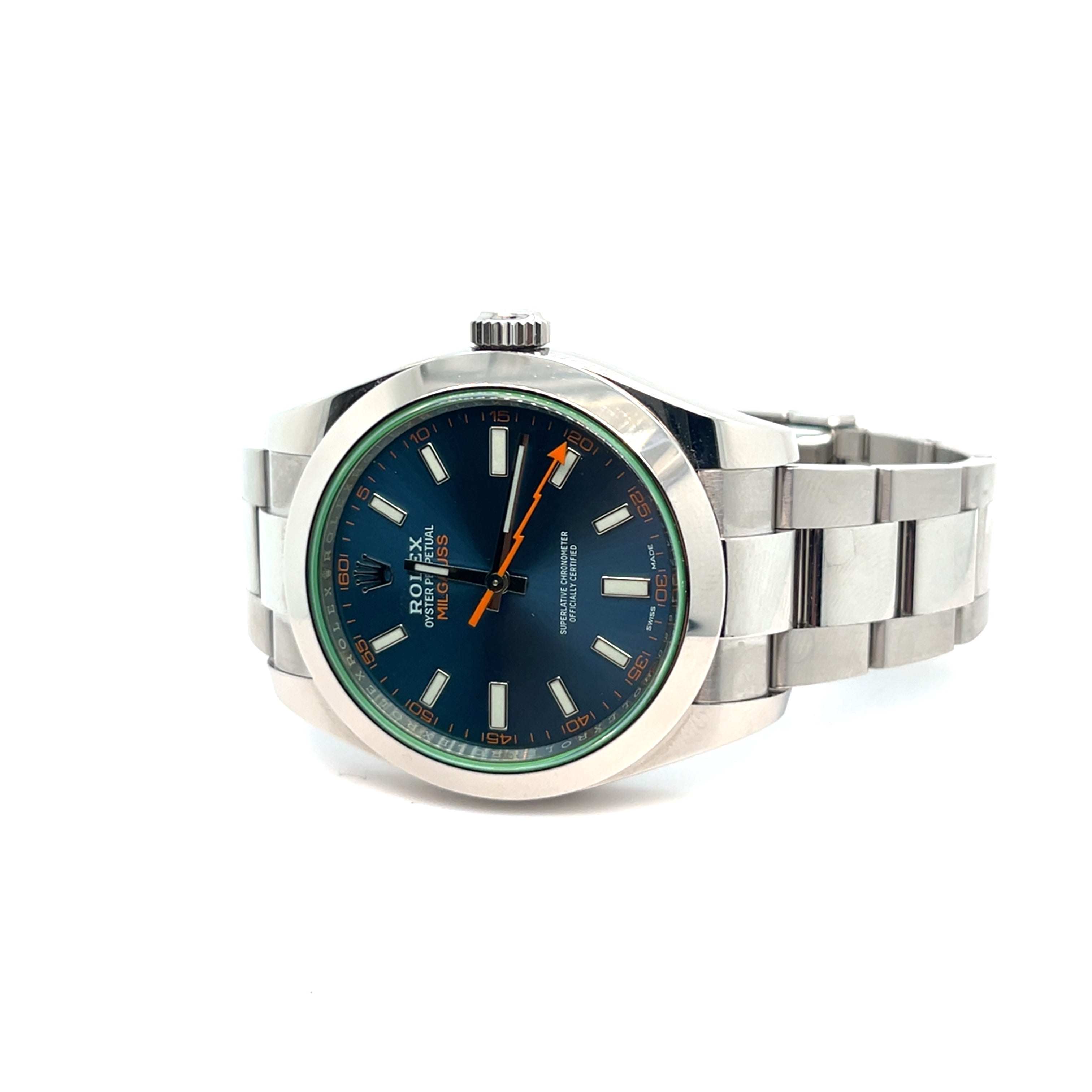 2017 Rolex Milgauss 116400GV Stainless Steel Blue Dial – Glenn