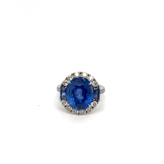 10.45ct No Heat Burma Sapphire Platinum Ring