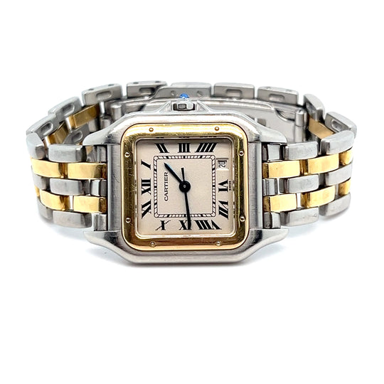 1990 Cartier Panthere Medium Stainless Steel Yellow Gold White Dial Quartz