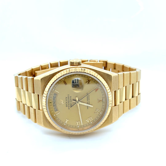 1983 Rolex Day-Date OysterQuartz 19018 Yellow Gold Champagne Dial Uber Rare Catalan Day Wheel
