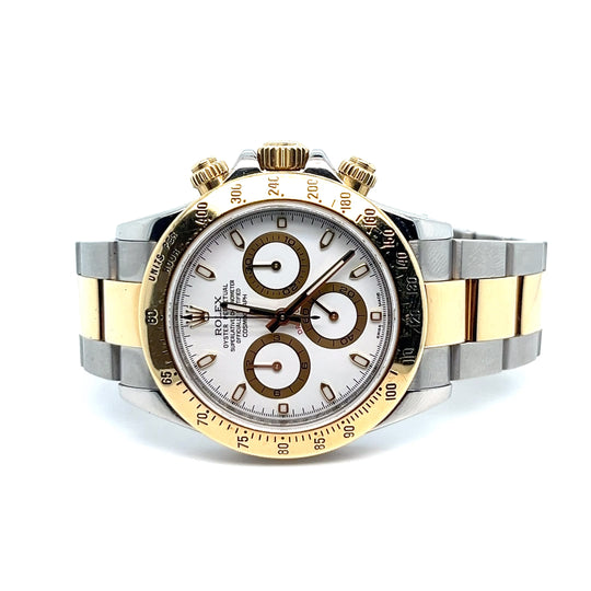 2014 Rolex Daytona 116523 Stainless Steel Yellow Gold White Dial