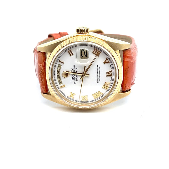 1978 Rolex Day-Date 18038 Yellow Gold White Roman Numerals Dial
