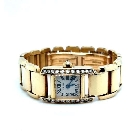 Cartier Tank Francaise Mini 2828 'Ladies' 18kt Yellow Gold Diamond Bezel