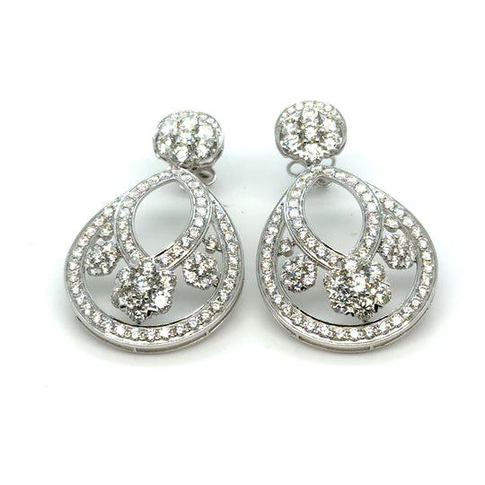 14kt White Gold Diamond Chandelier Earrings