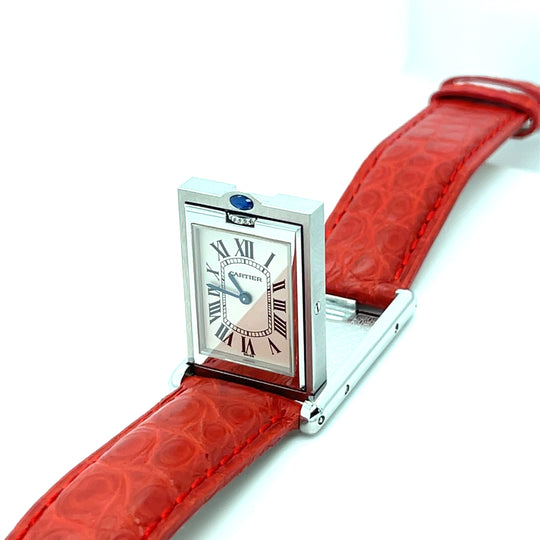 2001 Cartier Tank Basculante 2405 Stainless Steel White Dial Double-Sided