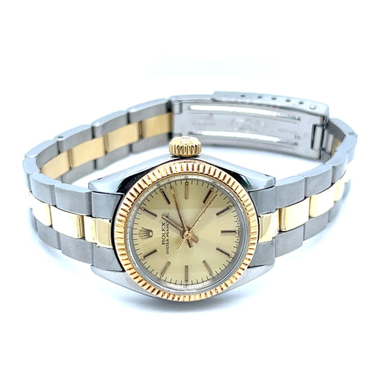 1978 Rolex Oyster Perpetual 67193 'Ladies' Stainless Steel 14kt Yellow Gold Champagne Dial