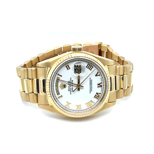 1978 Rolex Day-Date 18038 Yellow Gold White Roman Numerals Dial