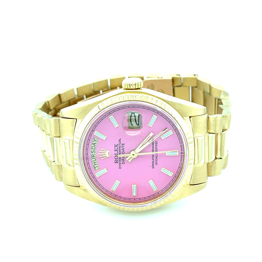 1978 Rolex Day-Date 18038 Yellow Gold Pink Dial