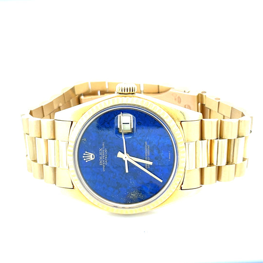 1976 Rolex Datejust 1601 Yellow Gold Rare Lapis Dial 36mm