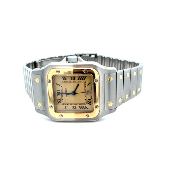 Cartier Santos 187901 Yellow Gold Stainless Steel Tropical Dial Quartz