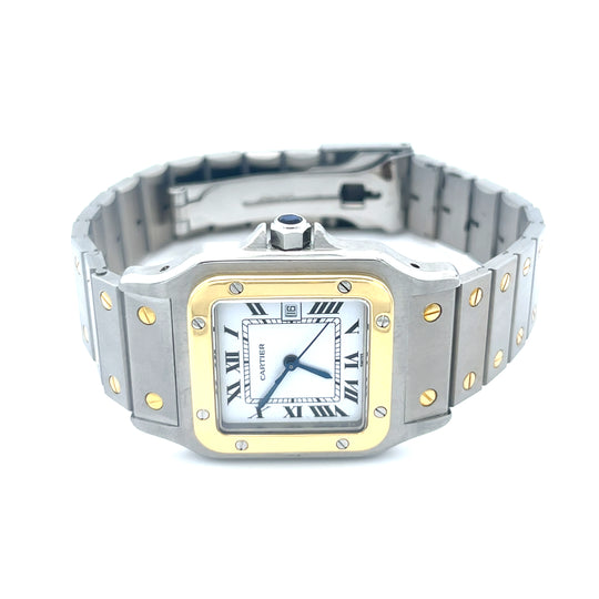 Cartier Santos Galbee 2961 Stainless Steel Yellow Gold White Dial Automatic