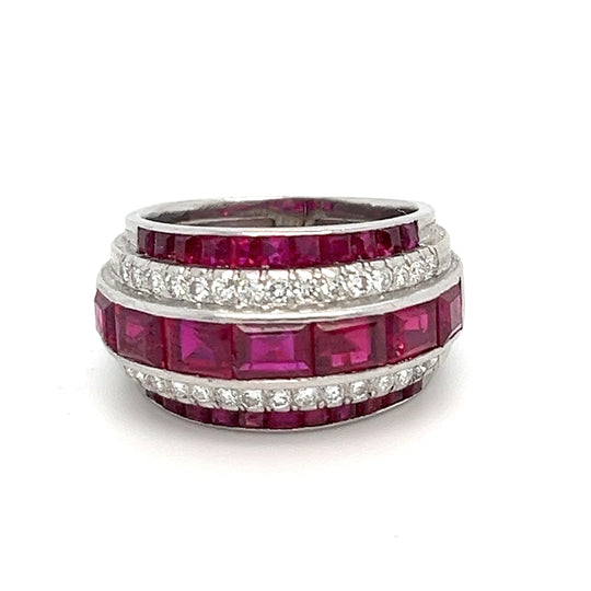 14kt White Gold Ruby Diamond Eternity Band