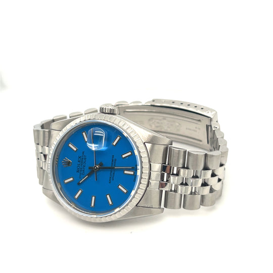 1988 Rolex Datejust 11220 Stainless Steel Cardinal Blue Dial Jubilee