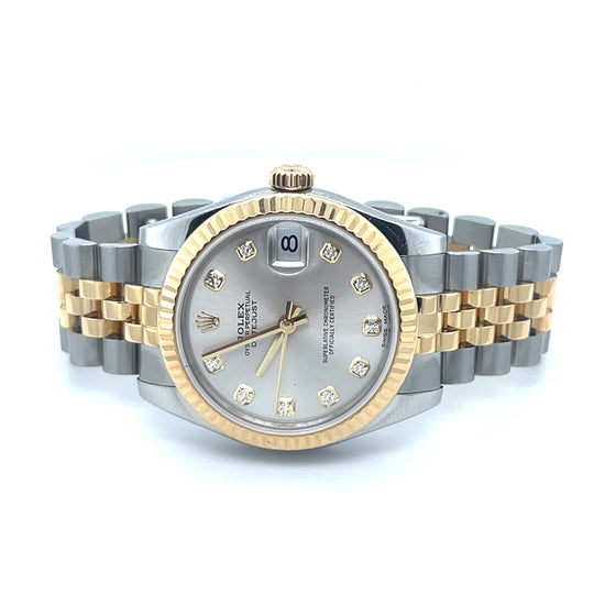 2017 Rolex Datejust 31 178273 'Ladies' Stainless Steel Yellow Gold Silver Diamond Dial Jubilee