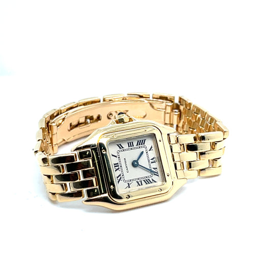 1990's Cartier Panthere Small 'Ladies' Yellow Gold Silver-White Dial Quartz
